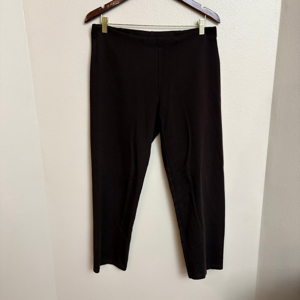 Eileen Fisher Pants Size M Brown Stretch Knit Ankle Crop Minimalist
